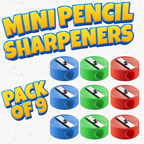 Pencil Sharpeners in Bulk - Pocket Sized Mini Handheld Pencil Sharpener for Kids, Plastic and Colorful for Party Favors, Goodie Bags, Classroom Prizes and School Supplies by Bedwina